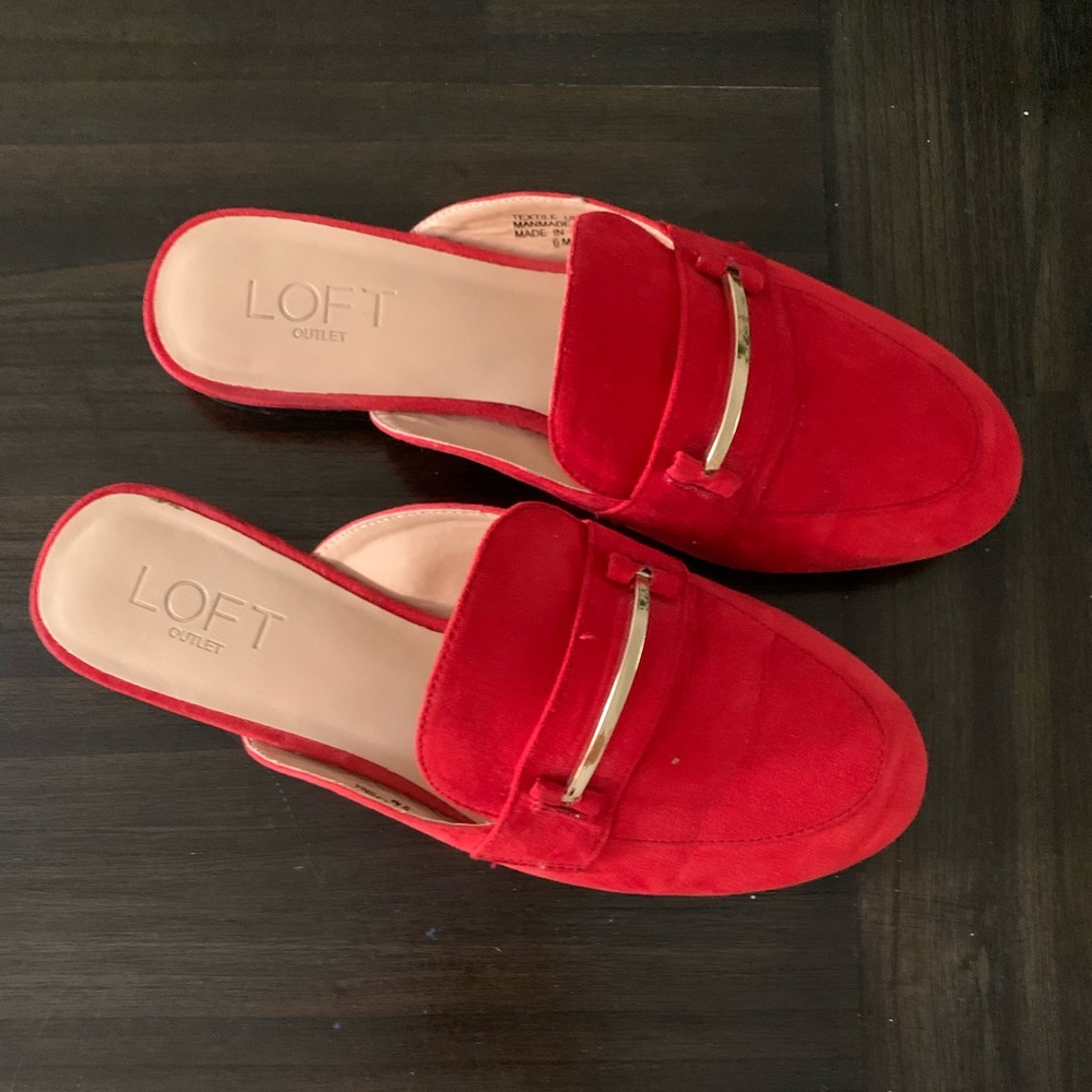 LOFT red slip-on mules